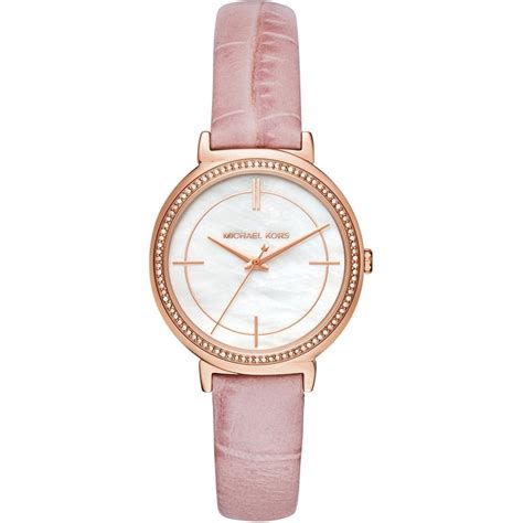 michael kors leather strap charm ladies watch